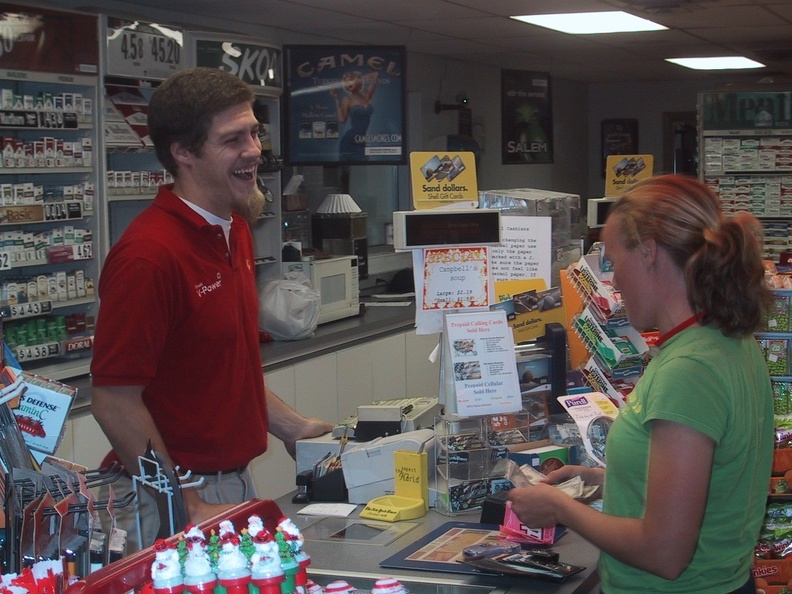 Jess Paying for Gas in Stevensville.JPG